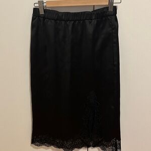 Elegant Black Lace Trim Skirt